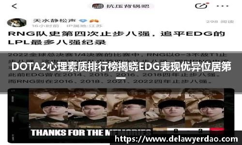 DOTA2心理素质排行榜揭晓EDG表现优异位居第一